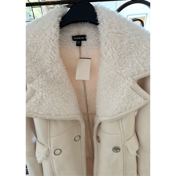 Bebe Faux Suede Sherpa Coat S NWT - Picture 5 of 9